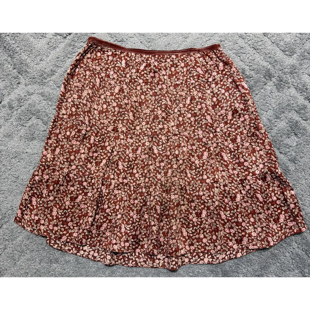 NY&CO 100% Silk Size Large Floral Midi Skirt Officecore Career
